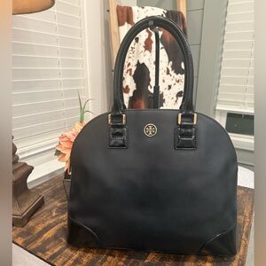 Tory Burch Saffiano Leather Black Robinson Dome Satchel